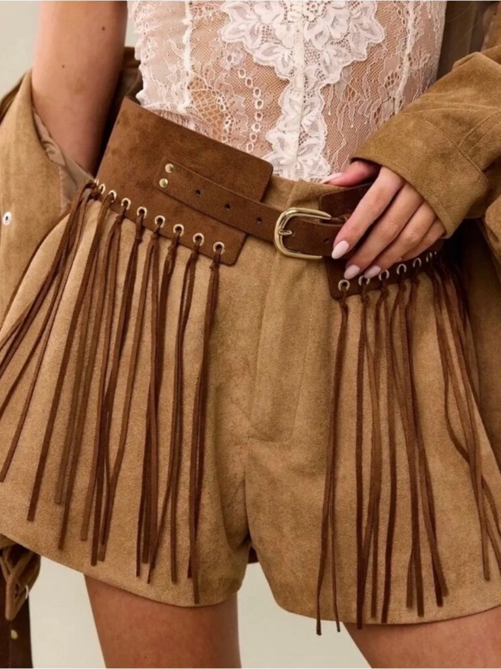 House of Harlow 1960 Conac Suede Fringe Belt